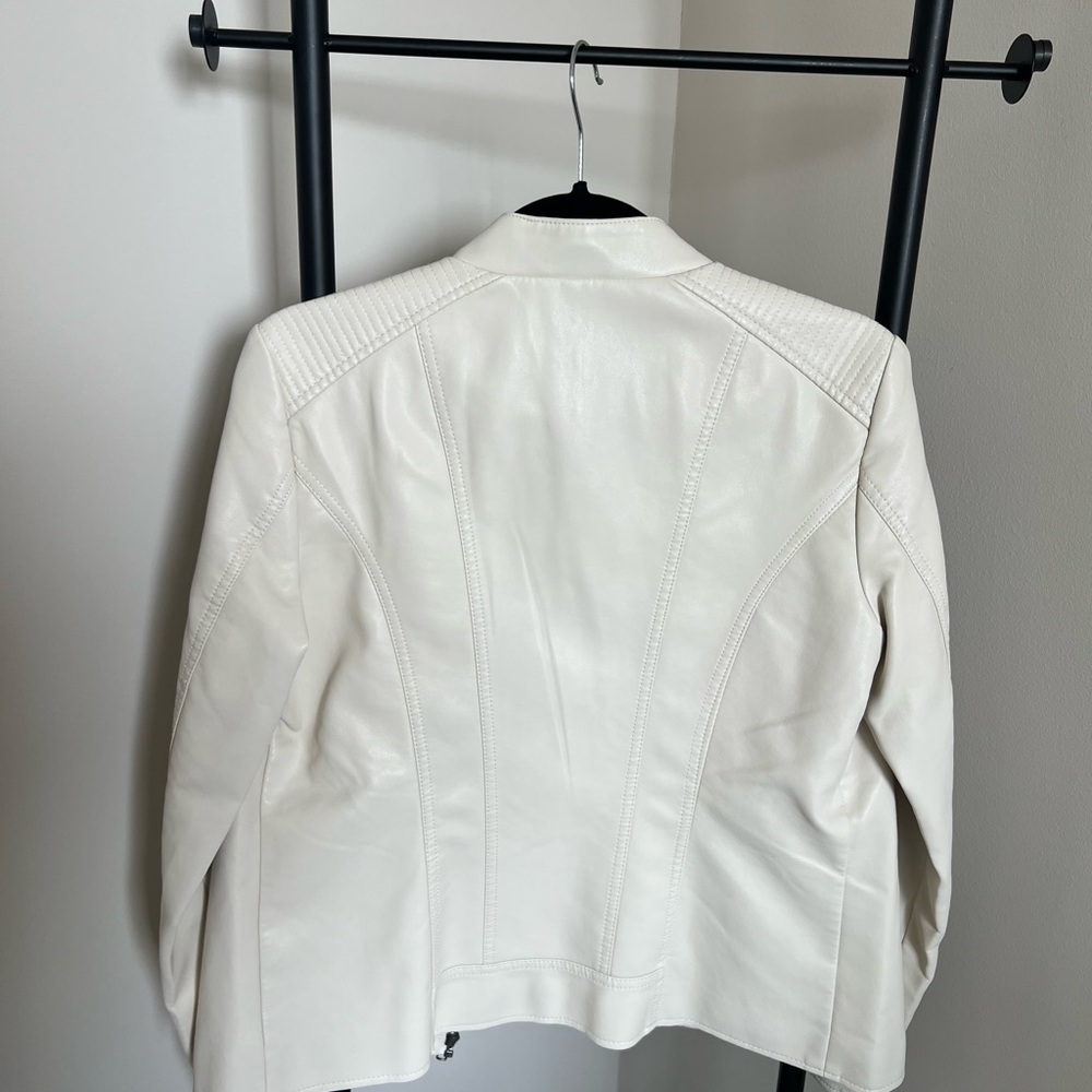a.n.a Cream Faux Leather Moto Jacket - Picture 5 of 6